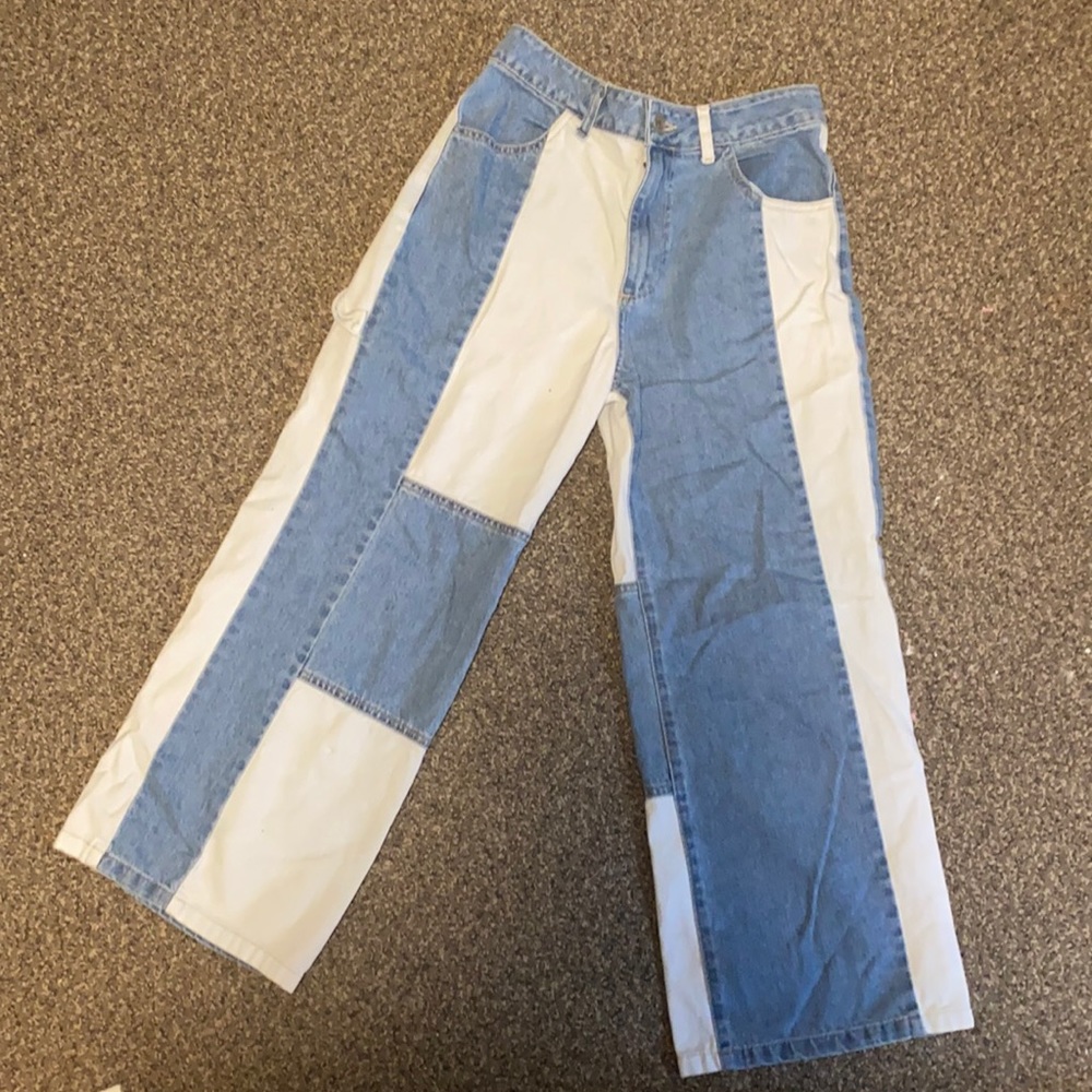 White patchwork jeans